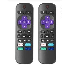 Replacement TV Remote Control for Roku TV, Infrared, Black, 2 Pack